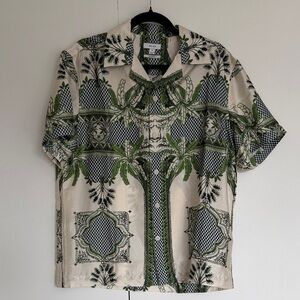 Men's Reiss Green and Cream Patterned Shirt - M